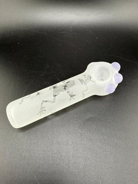 Danny W Glass Etched hand Pipe / Spoon - Frog