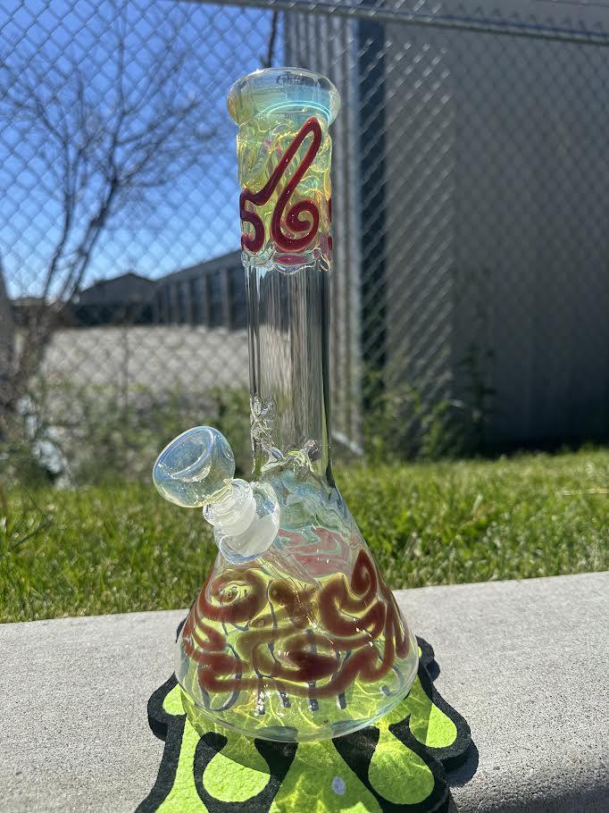 MJHoG 12" Flower Beaker - Squiggle Tech