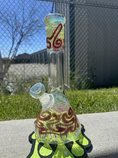 MJHoG 12" Flower Beaker - Squiggle Tech