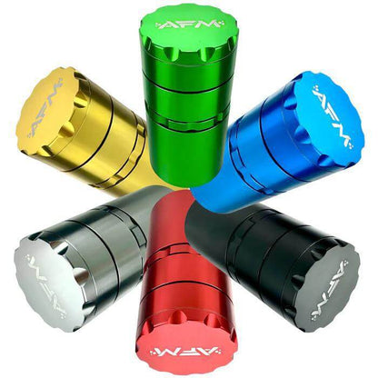 Colorful AFM 5pc Grinder set showcasing precision and durability for smooth grinding of herbs and spices.