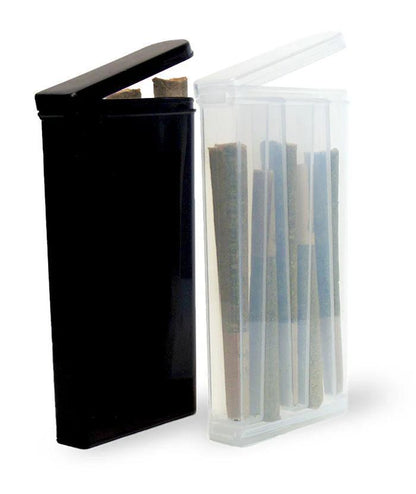 Smosi MBOX5 pre-roll case showcasing two compartments for organizing prerolls, made from durable food-grade plastic.