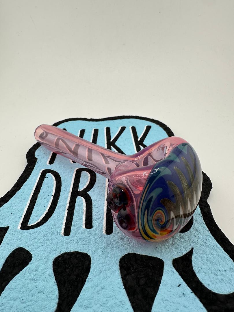Filla John Glass Hand Pipe - Full Color with Wigwag Cap