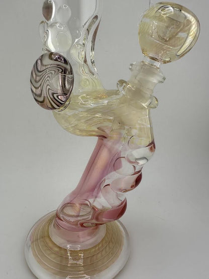 JP Killman Glass Flower  Beaker - Pistol Grip Fumetech on Clear