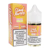 Cloud NURDZ Peach Melon 30ml nicotine salts e-liquid in a bottle with warning labels for vaping.