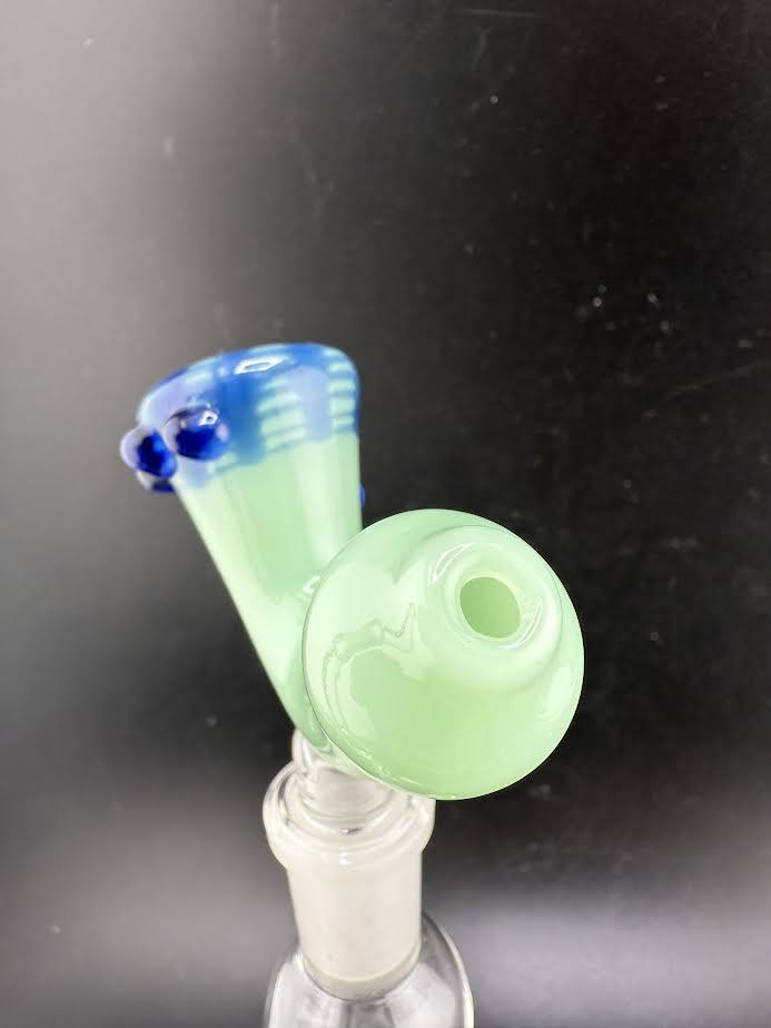 Sherlock Hybrid Hand Pipe Bowl 14mm in green and blue, designed for smooth airflow and easy cleaning.