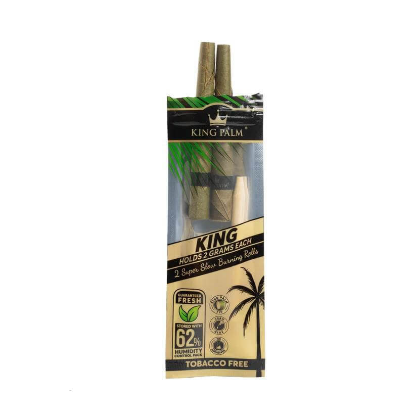 King Palm Natural Hemp Wrap 2pc packaging showcasing king-sized, slow-burning Cordia leaf blunt cones.