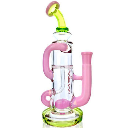 AFM Glass 10" Bilbao Colored Glass Recycler Dab Rig TX104 14mm 90°