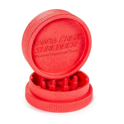 Santa Cruz Cookies 2pc Hemp Grinder in vibrant red, eco-friendly and biodegradable design for cannabis enthusiasts.