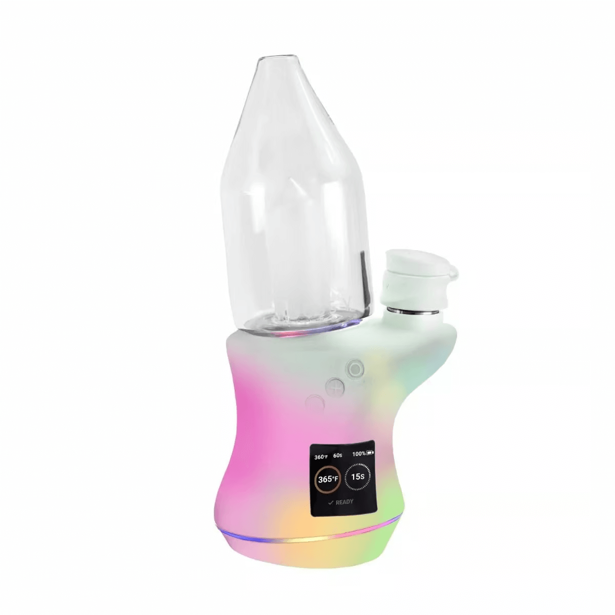 Focus V Carta 2 Smart Rig in iridescent color, showcasing advanced portable dabbing technology and user-friendly interface.