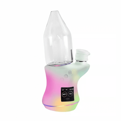 Focus V Carta 2 Smart Rig in iridescent color, showcasing advanced portable dabbing technology and user-friendly interface.