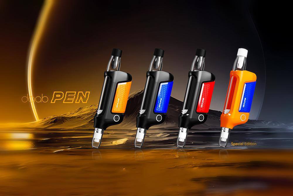 Ispure/Ispire Daab Pen in various colors showcasing Auto and Manual Modes for dabbing experience.