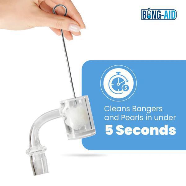 Bong Aid Banger Brush cleaning bangers and pearls in under 5 seconds for quick maintenance.