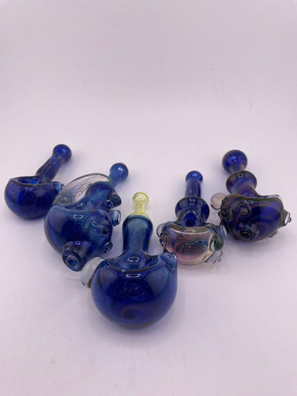 Brando Glass Dry Pipe - Cobalt Space Tech w/ Various Accents