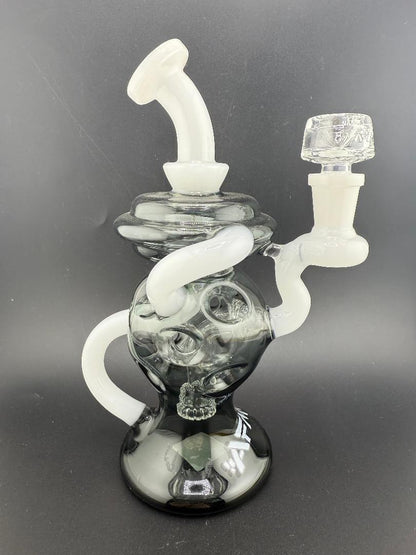 AFM Glass 7.5" Swiss Double Color Glass Recycler Dab Rig TX063 14mm 90°
