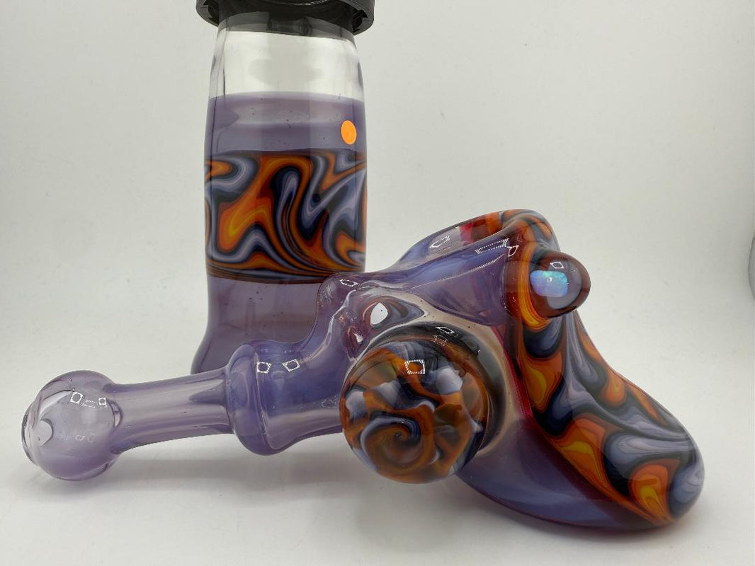 Highgrade Glass  Jar & Pipe Set Pink