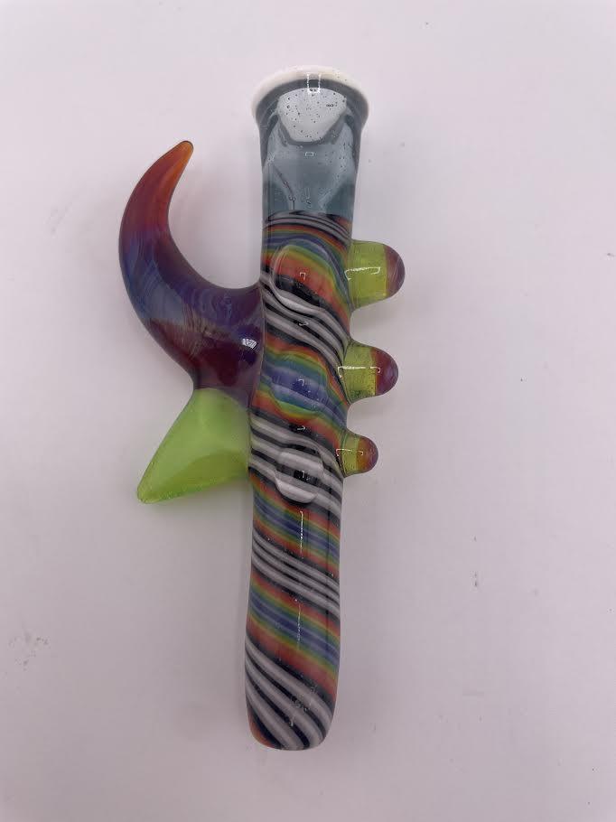 Highgrade Glass Chillum / Onie - Line Work Horned