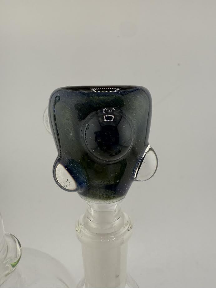Crondo Glass Sparkle 14mm Bowl with shimmering effects, showcasing unique linework and vibrant colors.