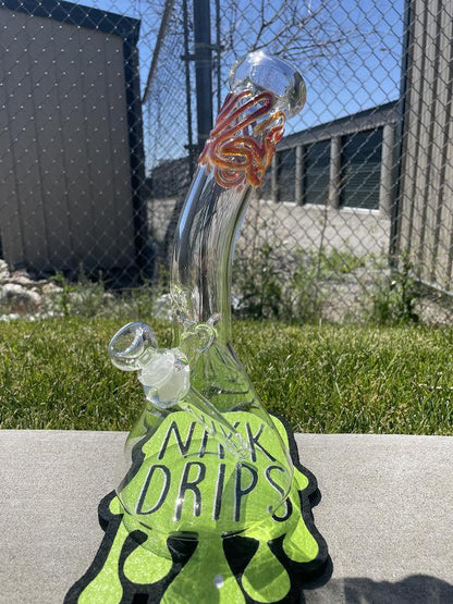 MJHoG 12" Flower Beaker – Bent Neck w/ Color Accent