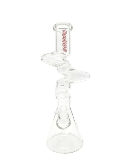 Ruckus 16-inch Zinger 7mm beaker water pipe made of premium glass for smooth hits and enhanced durability.