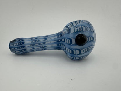 Filla John Glass Dry Pipe - White w/ Colored Wrap & Rake