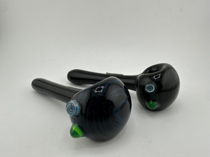 Filla John Glass Dry Pipe - Black w/ Line Work Pipe