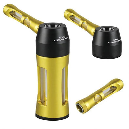 Cali Crusher Hydra Hybrid Glass / Metal Bubbler in gold color with durable design and unique features.