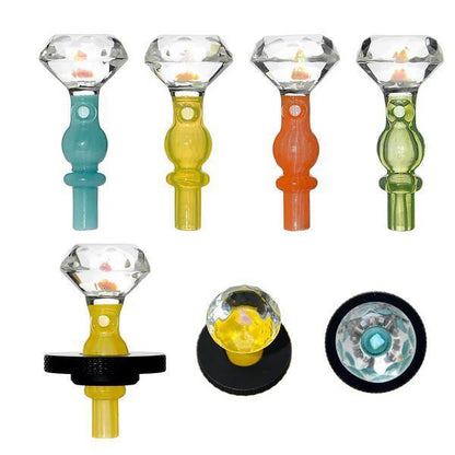 CaliBear Glass  Dr Dabber Switch 2 Joystick Carb Cap - Diamond Facet Opal