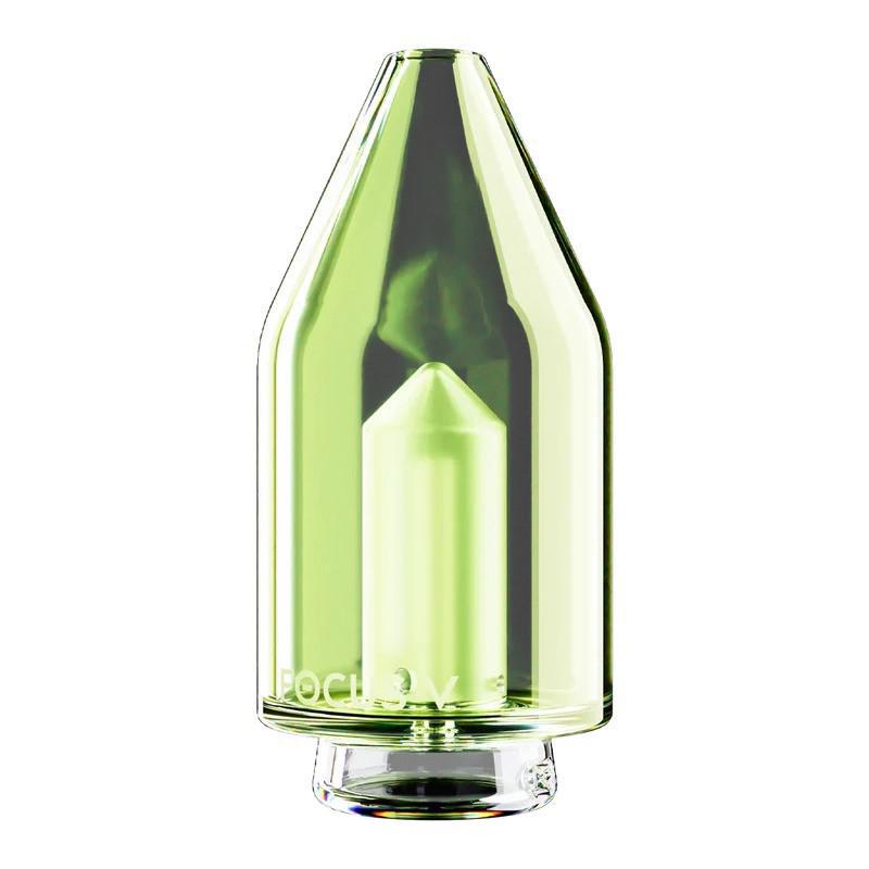 Carta Focus V Glass Top in vibrant green color, showcasing its innovative design for enhanced vaping experience.