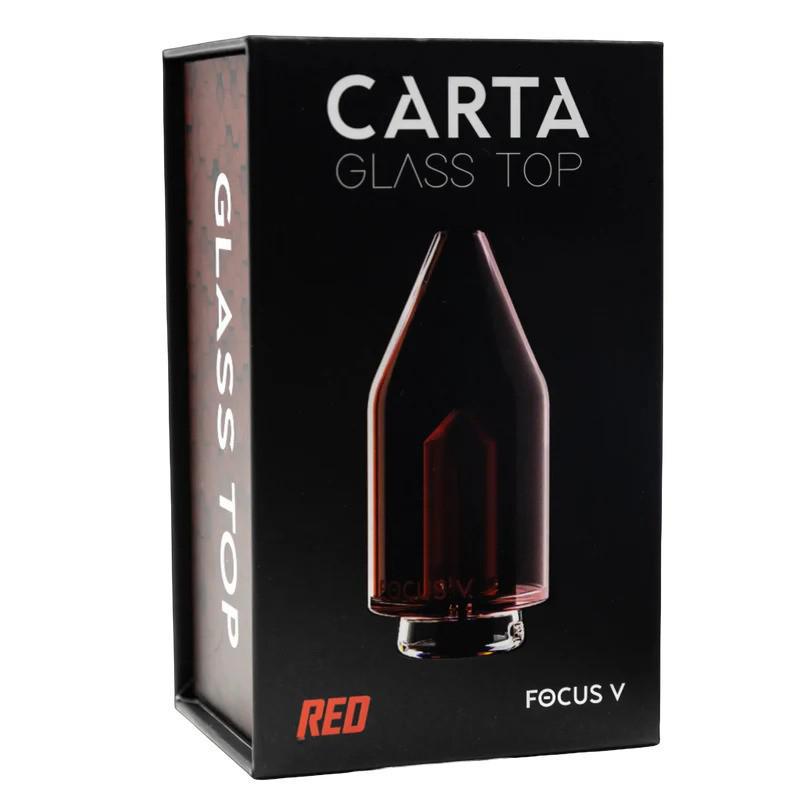 CARTA FOCUS V Glass Top in red packaging showcasing a sleek and vibrant design for enhanced vaping experience.