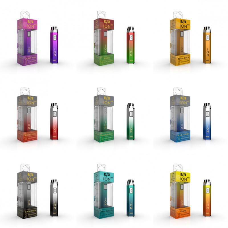 Variety of ION 510 vape batteries in colorful packaging, showcasing compact and adjustable designs for optimal performance.