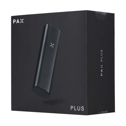 PAX Plus Portable Vaporizer Complete Kit packaging showcasing sleek design and brand logo.