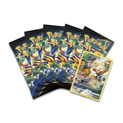 Pokémon TCG Crown Zenith Tin - Galarian Zapdos | 5 Booster Packs | Full-Art Foil Promo