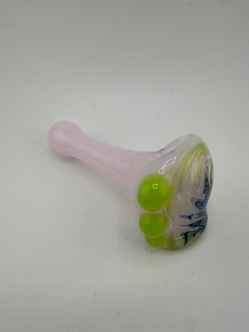 Mop Head Glass Dry Pipe - Luster w/ Wig Wag Cap and Opal Attachment