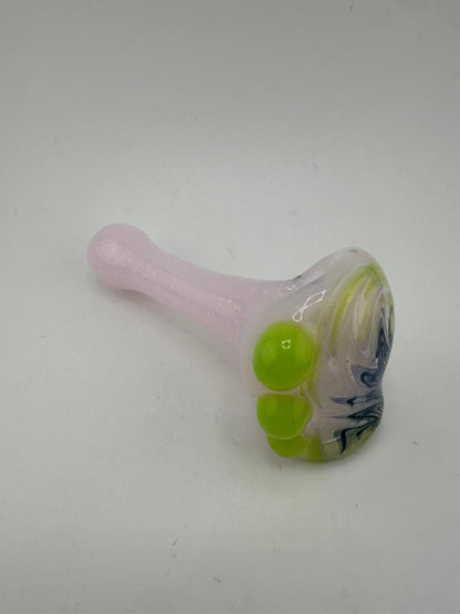 Mop Head Glass Dry Pipe - Luster w/ Wig Wag Cap and Opal Attachment