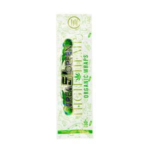 High Hemp Organic Wraps 2pc pack showcasing a tobacco-free herbal smoking experience in vibrant green packaging.