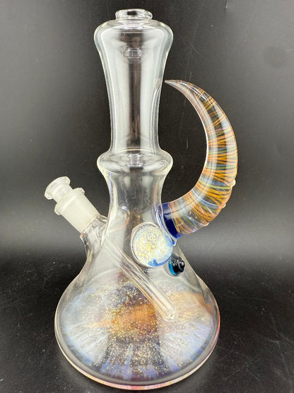 Brando Glass Mini Beaker - Fumed Horn & Fumed Space tech Accents 10mm 45°