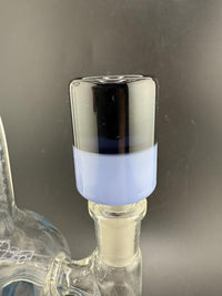 Black & Color 14mm Bowl Piece with glossy black and blue gradient design, perfect for smoking accessories.