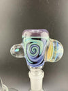 Highgrade Heady Slide bowl with vibrant swirl design, showcasing unique glass artistry in 14mm size.
