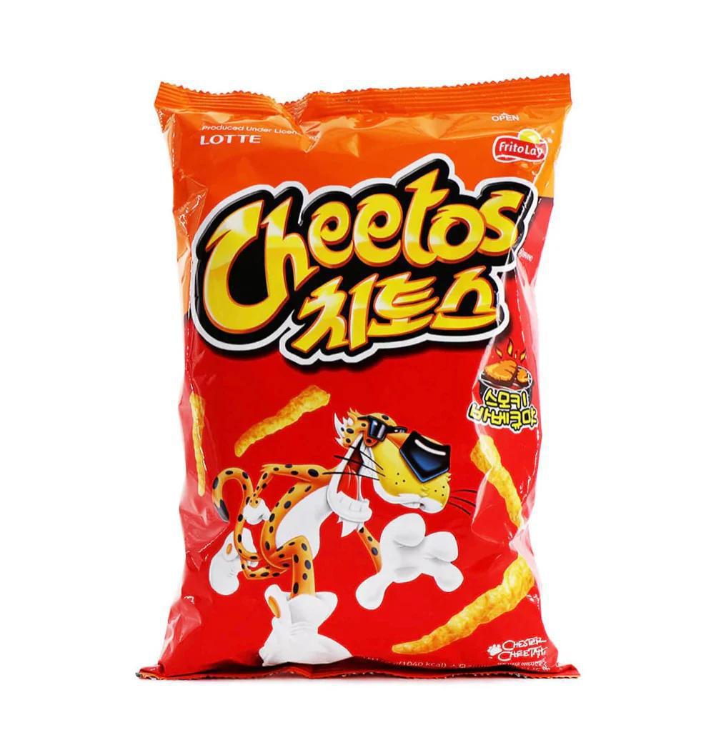 Cheetos Smokey BBQ (Korea Import) snack bag featuring bold barbecue flavor and crunch.