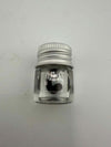 Clear glass container with silver lid and heart shape design inside, ideal for dab accessories.