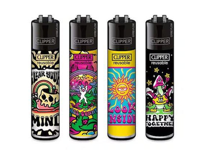 Clipper Lighter - Random designs showcasing colorful graphics and reusable features for smokers and collectors.