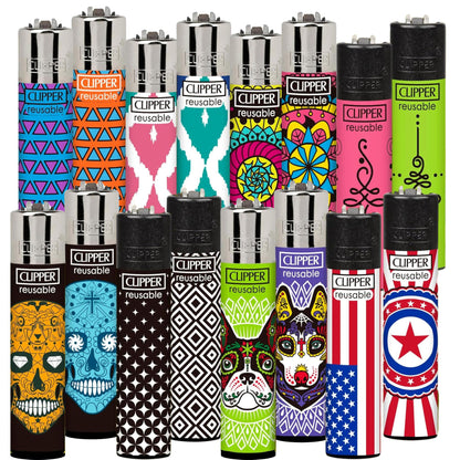 Clipper Lighter - Random designs featuring vibrant patterns and reusable features for smokers and collectors.