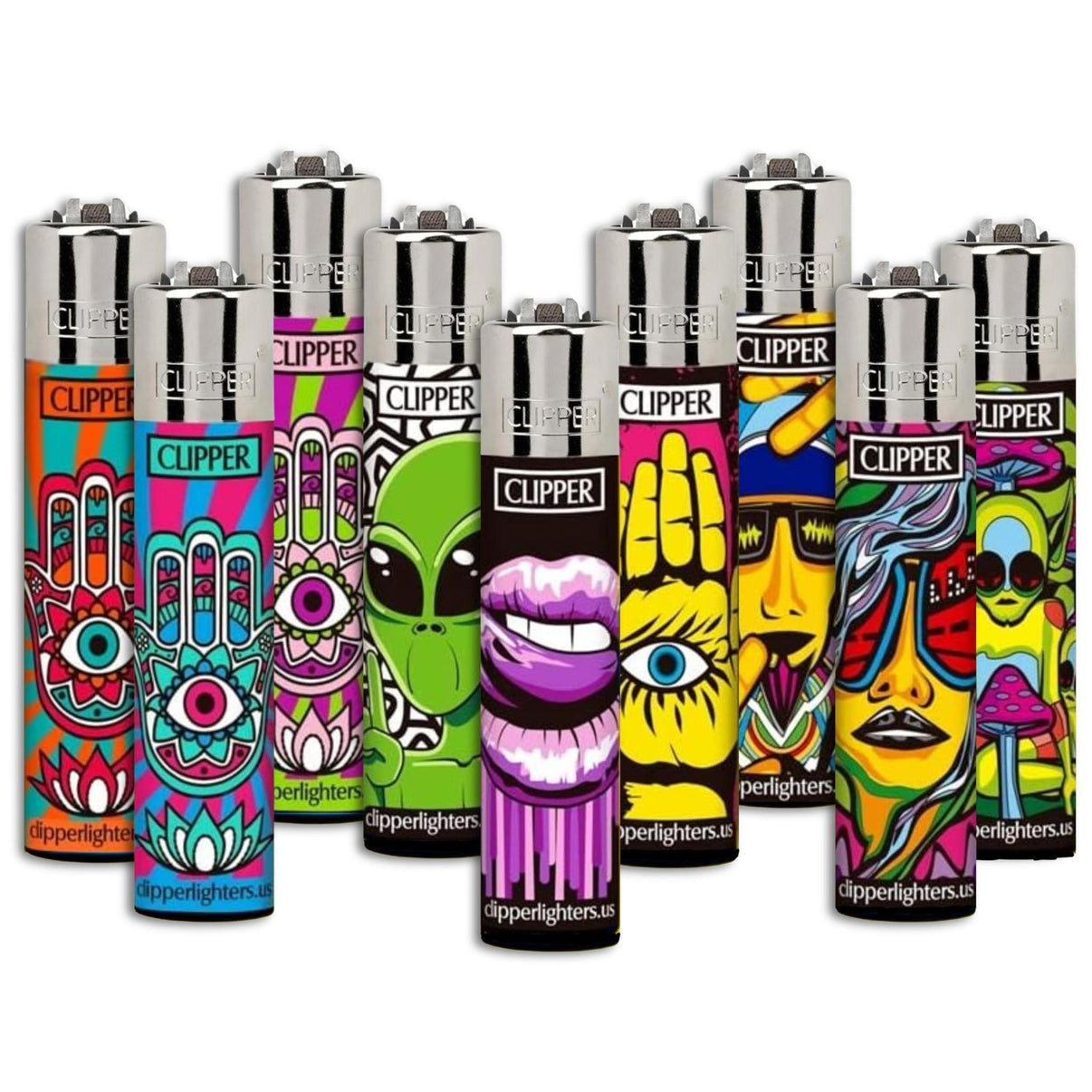 Clipper Lighter - Random designs featuring colorful graphics and unique styles for smokers and collectors.