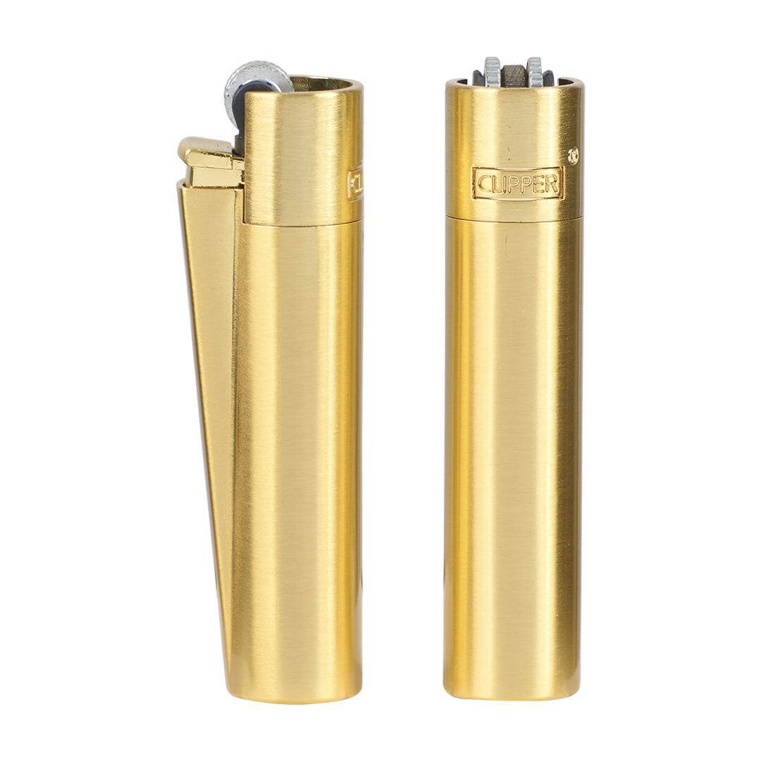 Clipper Metal Lighter Gold Matte – sleek design, durable metal body, refillable and environmentally friendly.