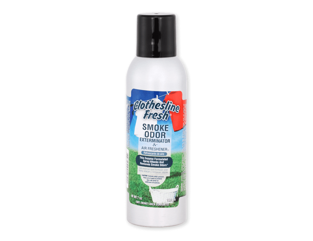 Smoke Odor Exterminator 7oz bottle for eliminating smoke and pet odors, featuring fast-acting enzyme formula.