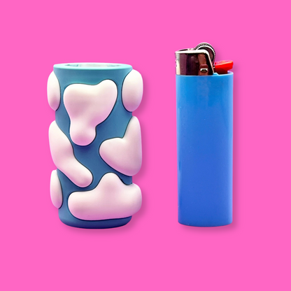 Coming Soon: Cloud Lighter Case – Dreamy Blue Silicone BIC Lighter Holder with cute cloud design.