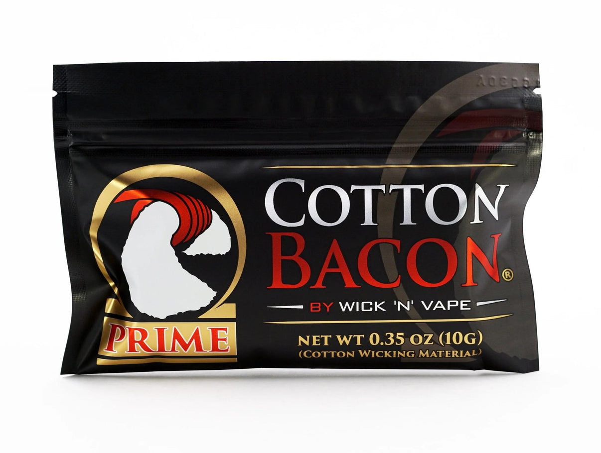 Cotton Bacon 10g packaging by Wick N' Vape, premium organic wicking cotton for vapers.