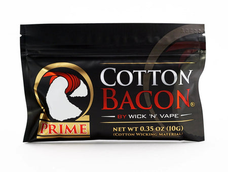 Cotton Bacon 10g packaging by Wick N' Vape, premium organic wicking cotton for vapers.