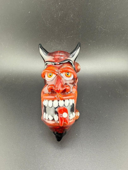 Crondo Face Pipe Sherlock with devil design featuring vibrant colors and detailed facial expression.