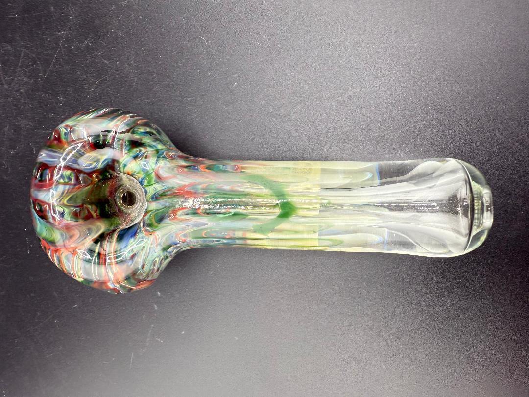 Crondo Glass Hand Pipe -  Green & Maroon German Borosilicate Thick Glass Lap Chucker displaying vibrant colors and design.